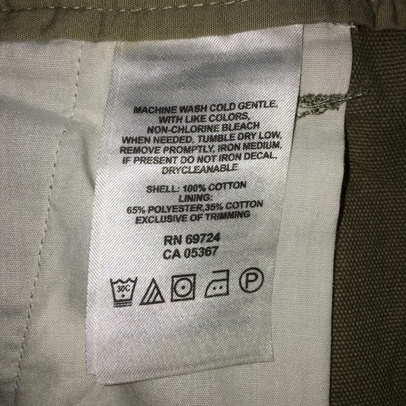 Columbia Mens 42W 30L Olive Hook & Loop Zip Pockets 100% Cotton Flat Front Pants - Picture 11 of 14